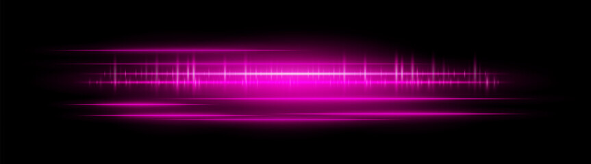 Horizontal glowing purple light streaks with motion blur and bright reflections. Perfect for overlays, visual effects, modern design, and digital highlights.