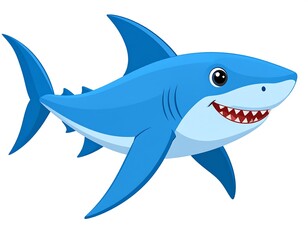 Obraz premium Cartoon depiction of a friendly shark with a wide smile