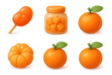 Vibrant fruit icon set for design projects and digital illustrations