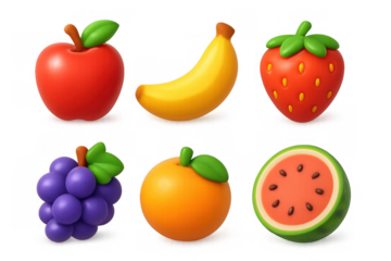 Colorful collection of fruit icons for bright design elements
