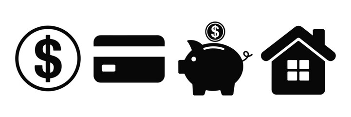 Money Simple Icons Set Vector Illustration for Finance Banking Payments Investment and Business Accounting Design
