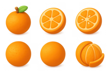 Cartoon orange icons collection for creative design projects and illustrations