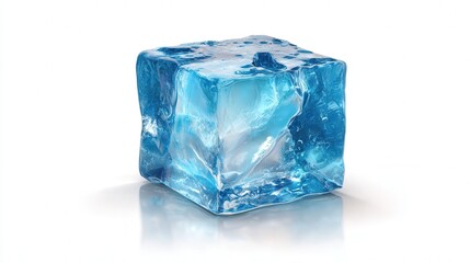 Ice cube crystal block illustration isolated on white background