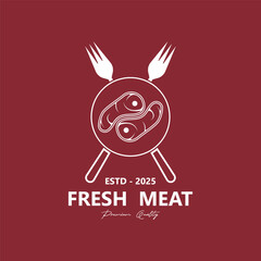 fresh meat logo vector design. Meat store emblems logo