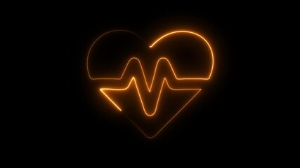 Animation icon of a broken heart 4k on black background. Luminous neon pink broken heart icon animation. Concept of unrequited love broken heart neon sign animation , Heart rhythm, heart beat pulse - Powered by Adobe