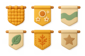 Decorative icon set with nature patterns for design and composition