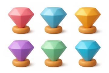 Colorful geometric gem icons set for modern design applications