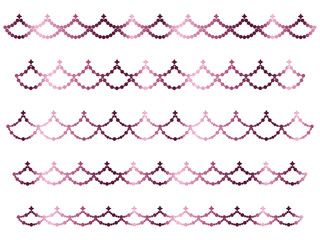 丸、四角星、半円ラインうろこ、3ピンク