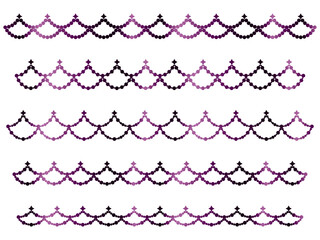 丸、四角星、半円ラインうろこ、13紫