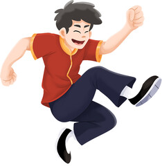 Boy Celebrating Chinese New Year Character Illustration