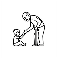 Grandfather and child icon representing intergenerational connection and family support