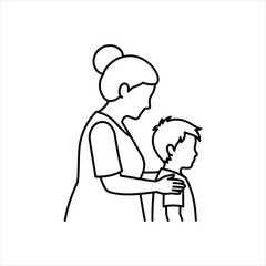 Icon depicting a grandmother and child representing guidance and care