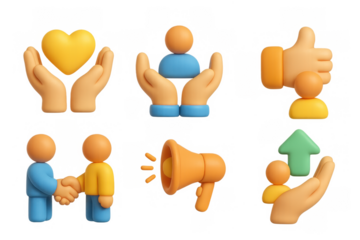 Respect and support icon set for positive communication and community engagement design