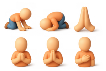 Prayer gesture icons for spiritual and meditation design concepts