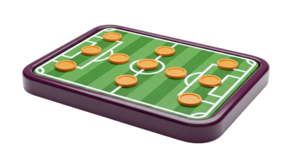Soccer Strategy Board with Team Formation on White Background