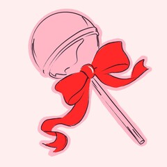Hand Drawn Lollipop with Bow Valentine Illustration