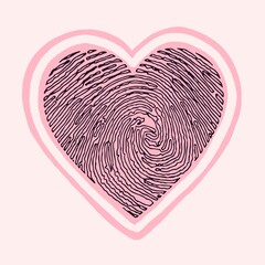 Hand Drawn Fingerprint Heart Love Illustration