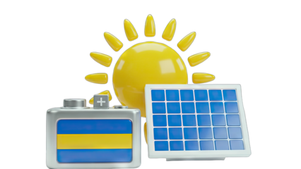 Solar Energy Concept: Battery, Solar Panel, and Sun Illustration