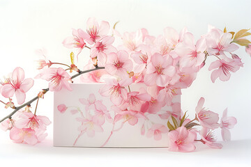 Pink Sakura Blossoms  White Envelope Elegant Spring Floral Arrangement