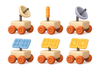 Futuristic rover icons collection for graphic design and tech projects