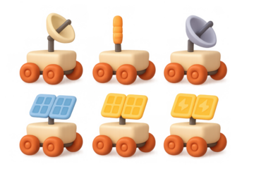 Futuristic rover icons collection for graphic design and tech projects