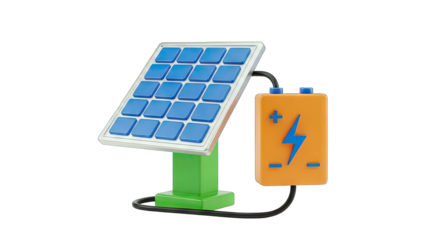Solar Panel Charging Battery - Clean Energy Concept