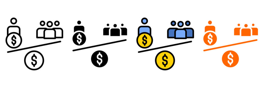 economic criticism Icon Set Multiple Style Collection. Capitalism Breakdown, Debt Crisis, Wealth Gap, Economic Inequality, Corporate Greed, Market Crash, Inflation Woes, Recession Effects, Banking Cor