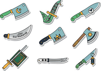 Islamic Culture Inspired Knife and Sword Collection Sticker Icons