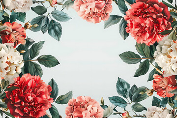 Vibrant Rose Flower Frame Background Elegant Nature Bloom Decor Layout