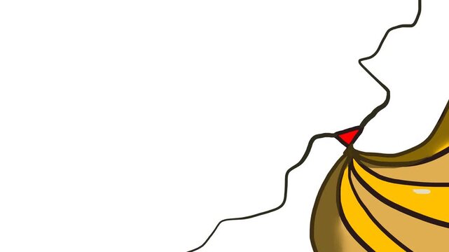 An unknown biological organism or plant with tendrils moves throughout the animation.