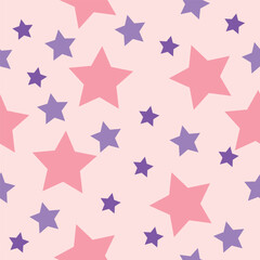 Obraz premium Seamless pattern of stars isolated on a pink background, can be used for prints, textiles, website blogs or backgrounds.