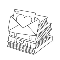 Valentine Line Art Clipart Bundle,  Cute Valentin Stamps PNG JPEG