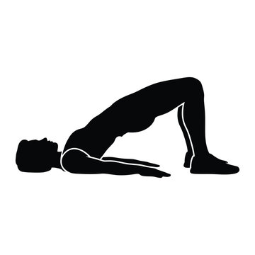 Glute bridge exercise silhouette on white background