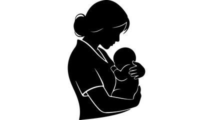 Mother holding baby with transparent background