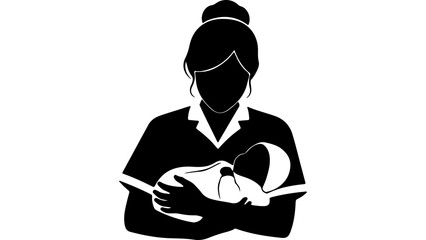 Mother holding baby with transparent background