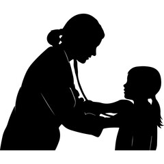 Doctor examining child with transparent background