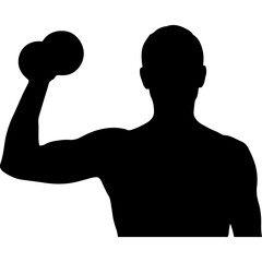 Man lifting dumbbell with transparent background