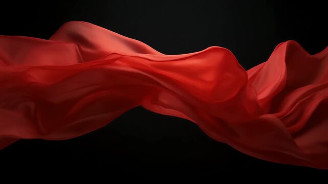 Red flowing fabric against a dark, contrasting background.