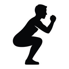 Squat workout pose silhouette of a male athlete