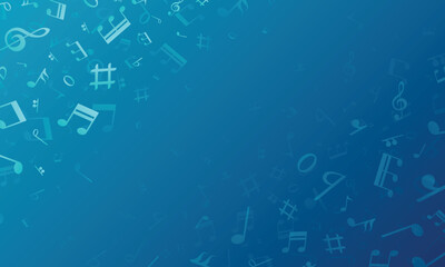 Musical note background. Flying music melody element design. Vector illustration