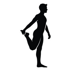Quadricep stretch pose silhouette of a man