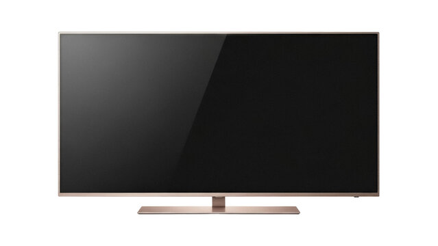 Isolated widescreen smart TV set, contemporary design, display of television technology, elegant