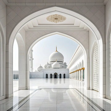 Interior archway view of sheikh zayed grand mosque in abu dhabi