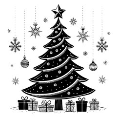 christmas tree with snowflakes