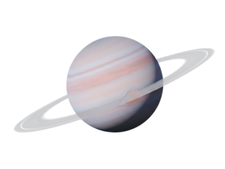 Isolated view of the planet Saturn with rings for astronomical and scientific presentations
