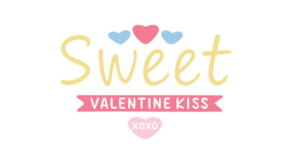 Obraz premium Sweet valentine kiss graphic with hearts and cursive text