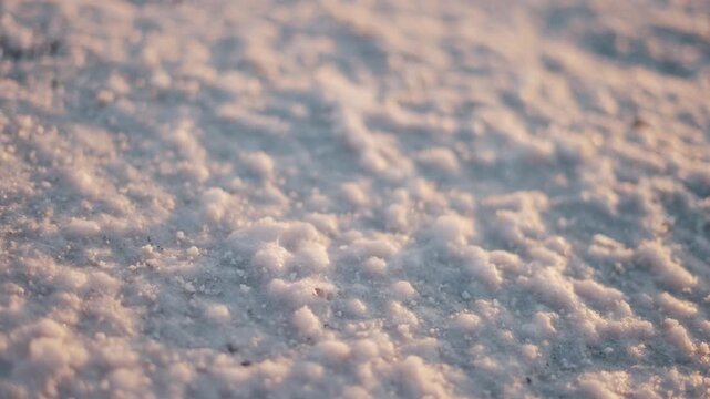4K Closeup macro shot of sea rock salt crystals in the land in the desert of Rann of Kutch in Kutch, Gujarat, India. Salt crusts on the shores of the Greater rann of Kutch, Salt farming background.