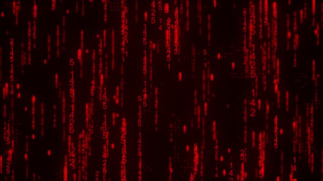 Red Matrix Technology Digital Binary Code Background Loop | Ultra HD 4k