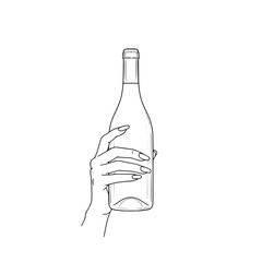 Icon of a beautiful woman's hand holding a wine bottle representing concepts of elegance and celebration