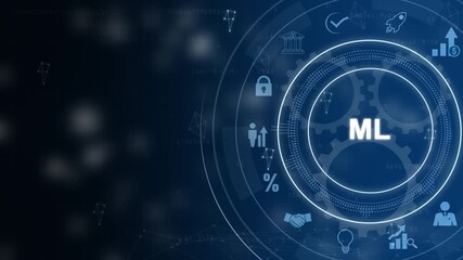 Machine Learning ML concept with business icons and with gears  artificial intelligence technology - Powered by Adobe